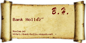 Bank Holló névjegykártya